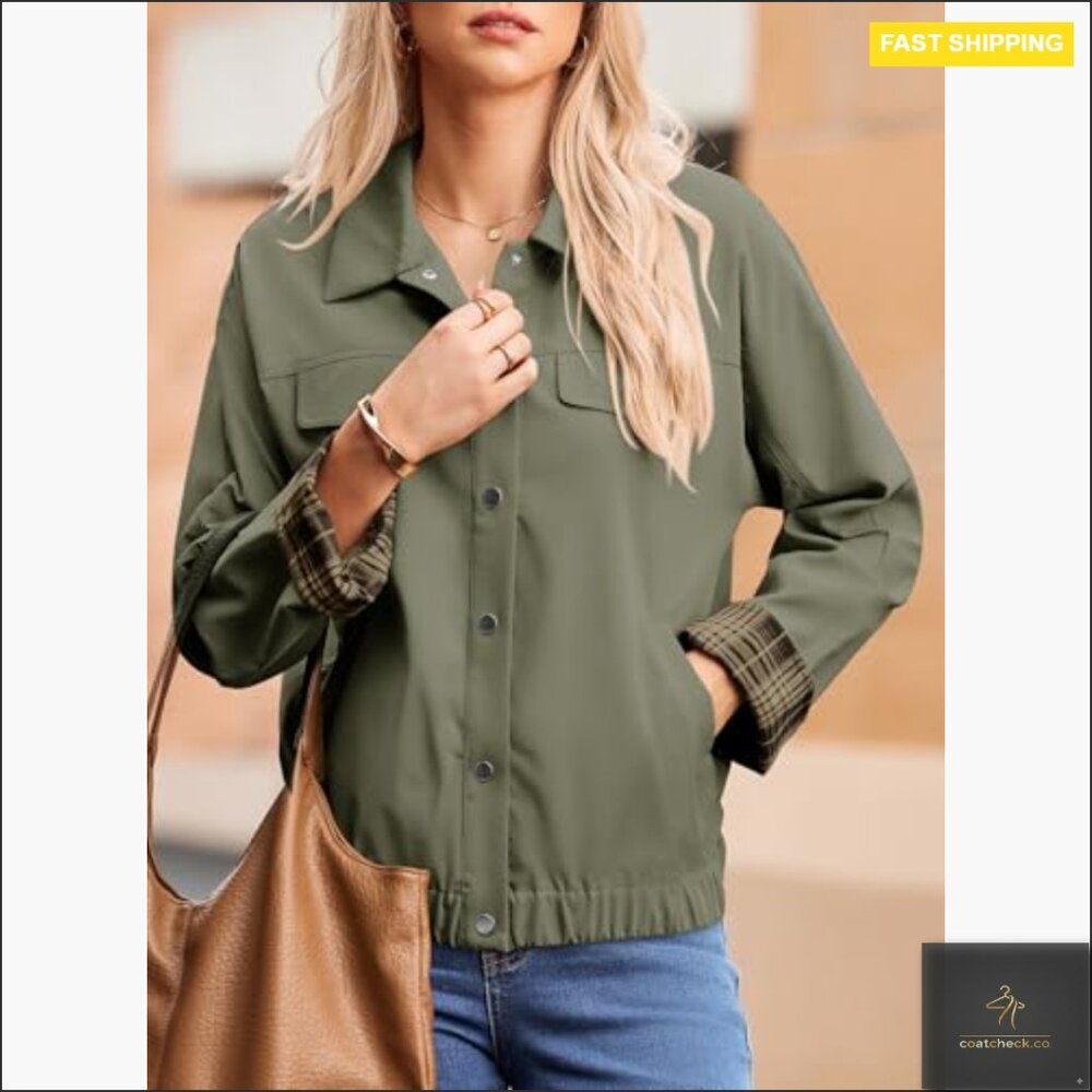 Oversized Snap Button Casual Jacket With Color Bl… - image 3